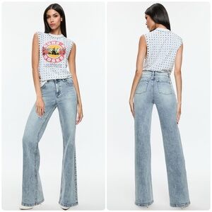 Alice + Olivia Bodie Studded Jeans Lexi Light Blue Size 26